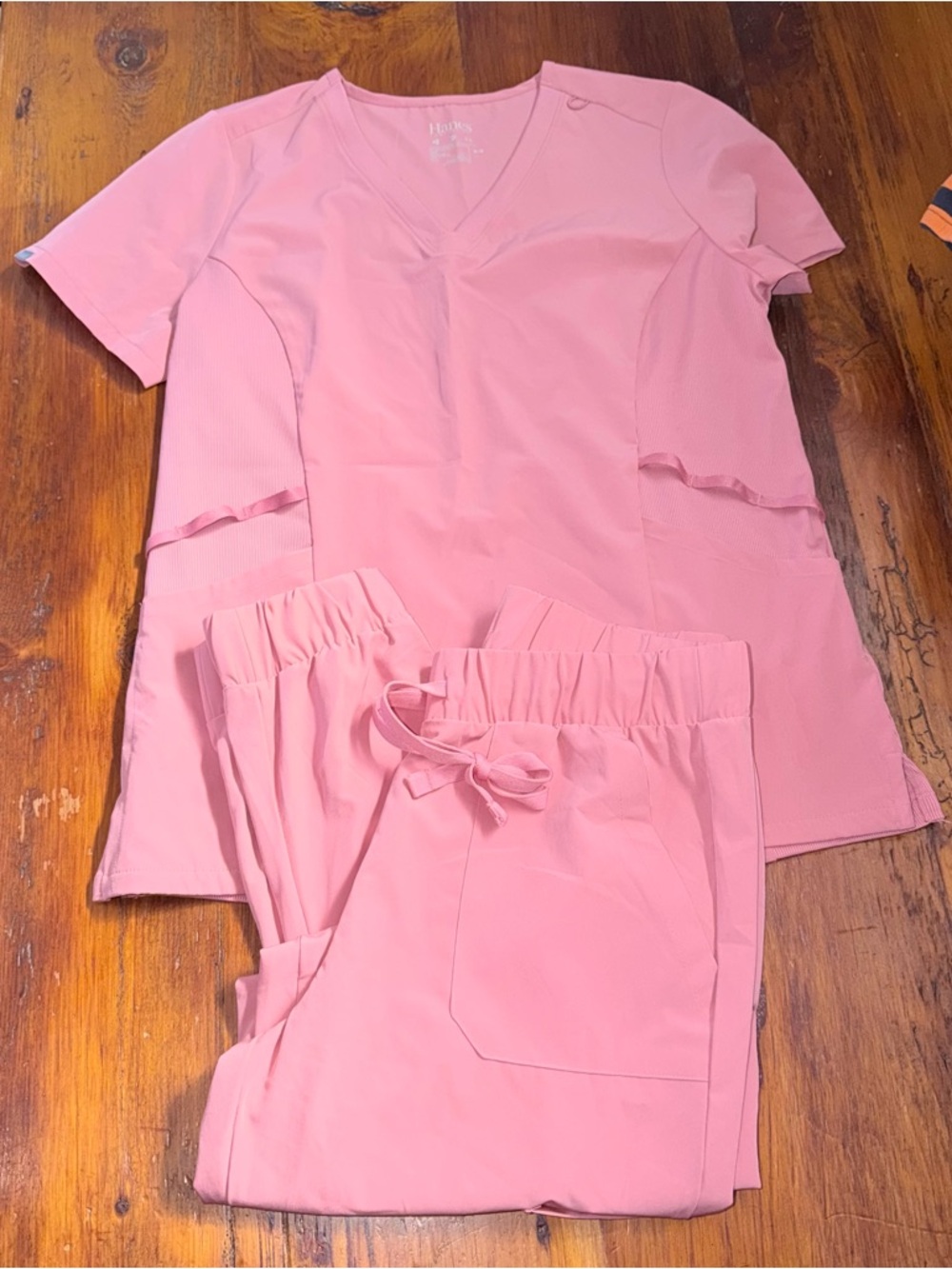Hanes Comfort Fit Pink Scrub Set Medium